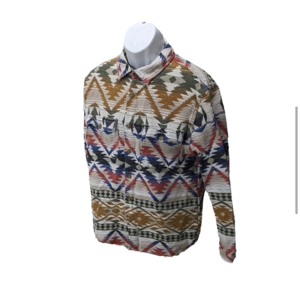 Urban Outfitters Mens Jacquard Flannel Woven Shirt M Aztec Shacket - Picture 4 of 9